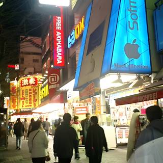 Nighttime Crowd in Tokyo