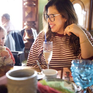 Mother and Child Dining at Madonna Inn