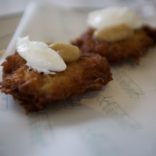 Potato Latkes with Sour Cream and Applesauce