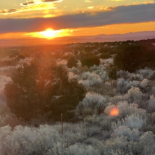 Golden Sunset Over High Desert Sagebrush Landscape