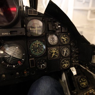 Vintage Fighter Jet Cockpit Instrument Panel