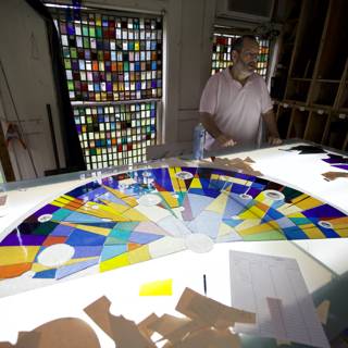Working on a Stained Glass Masterpiece