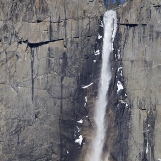 Yosemite Falls Cascading Down Granite Cliff Face