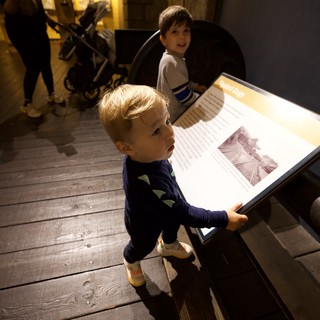 Young Boy Exploring Museum Exhibit Display
