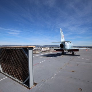 Vintage Aircraft and Air Filter on USS Hornet Deck
