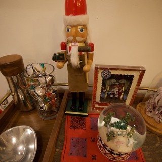 Festive Holiday Decorations Display with Traditional Nutcracker