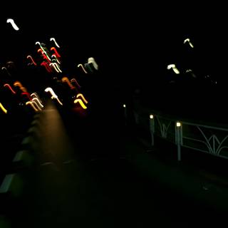 Blurry Night Traffic Lights on Tokyo Bridge