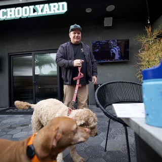 Dog-Friendly Patio Gathering at Schoolyard Bar