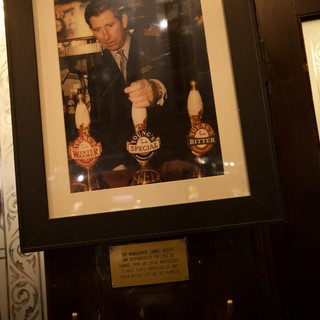 Vintage Framed Prince Charles Pub Portrait with Beer Taps