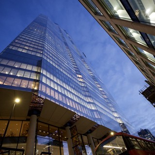 Modern Glass Skyscraper at Dusk in London