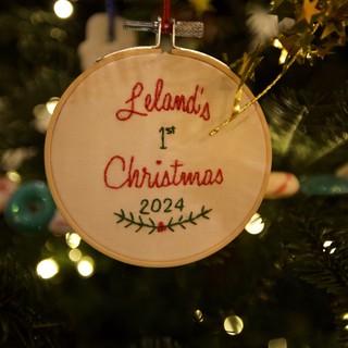 Leland's First Christmas Embroidered Ornament 2024