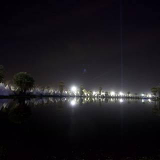 Illuminated Lake at Night