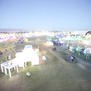 Overhead View of Coachella Parking Lot and Cityscape