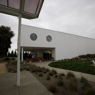 Modern Winery Architecture on Overcast Afternoon