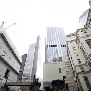 Modern Glass Skyscrapers Rise Above Urban Development