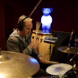 Josh Freese rocks the drums in the studio