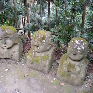 Stone Statues of Faces in Kyoto Temple