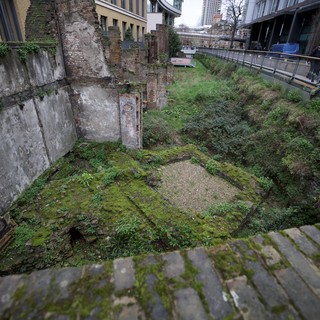 archaeological ruins site, urban excavation