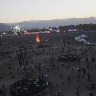 City of Sounds Caption: A bustling crowd at Coachella Festival 2014 enjoying the sounds of the desert.
