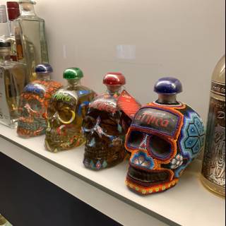 Colorful Skulls on a Shelf