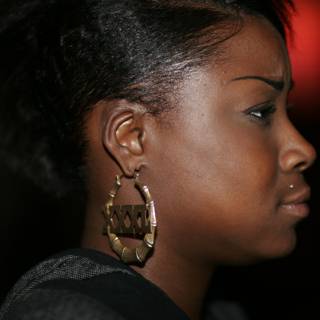 Elegant Earring on Short-Haired Woman