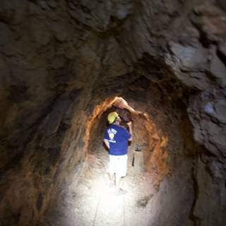 Cave exploration with a flashlight