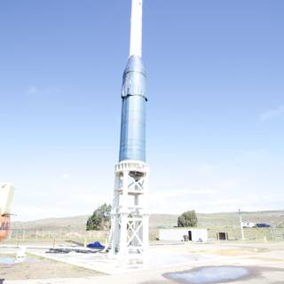Blue and White Rocket Tower