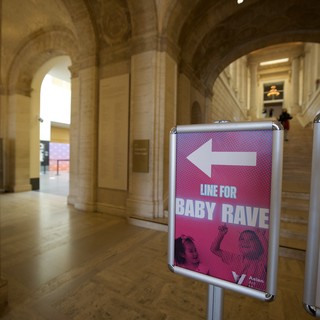 Baby Rave Directional Sign in Historic Museum Hall