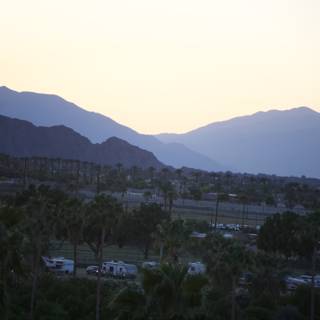 Sunset among the Palm Trees and Mountains