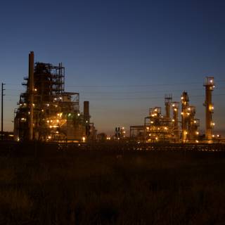 Illuminated Refinery at Dusk