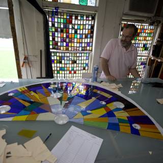 Crafting Stained Glass: Man at Work