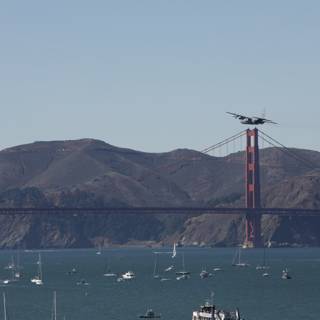 The Ruby Bridge Against the Vibrant Blue Sky at San Francisco