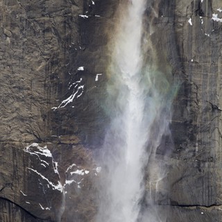 Yosemite Valley Waterfall Cascading Down Granite Cliff Face