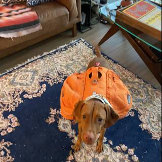 Pumpkin Pup on the Living Room Rug