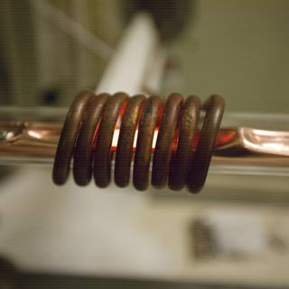 Coiled Copper Wire with Red Light