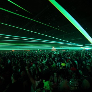 Green Laser Storm Over Massive EDM Festival Crowd
