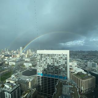 Spectacular Double Rainbow over San Francisco's Urban Skyline