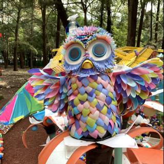 Colorful Owl Statue in the Park