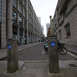 Urban Cycling Lane on Overcast London Street