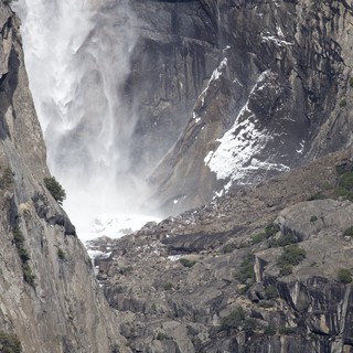 Lower Yosemite Falls Thundering Through Rocky Canyon