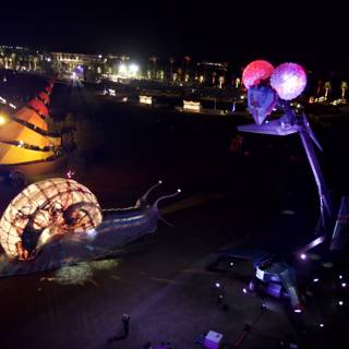 Glowing Snail Takes Over Coachella Nightlife