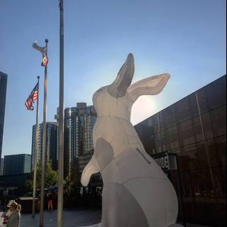The White Bunny Sculpture in the Heart of the City
