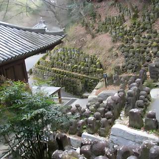 Tranquil Temple with Stone Statues