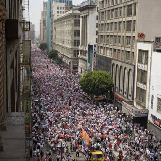 Massive Crowd Marches Through Metropolis