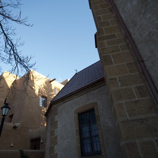 Historic Stone Church in Golden Evening Light