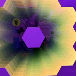 Abstract Hexagonal Pattern with Purple and Yellow Gradient