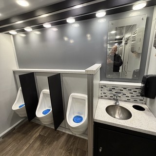 Modern Commercial Restroom with Contemporary Design Elements