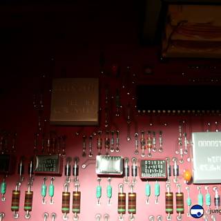 Vintage Circuit Board with Electronic Components