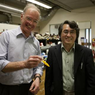 Exploring Nanomachines: Two Researchers Analyze Yellow Object