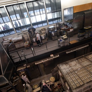 Industrial Chocolate Factory Production Floor from Above